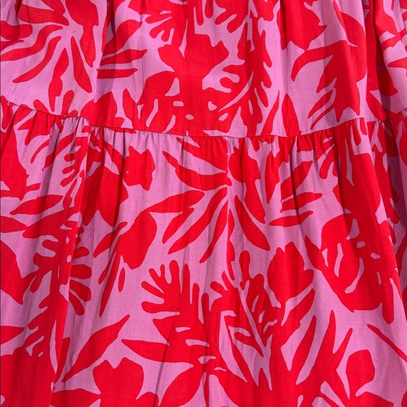 LOFT Tropical Skirt Floral Rayon Women’s Medium New Pink & Red - Picture 10 of 11